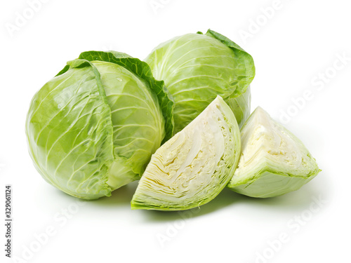 Fotografía Green cabbage isolated on white background