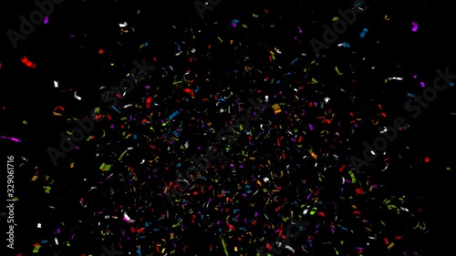 Confetti Explodes . 3 in 1 - Gold , Multicolor and Silver Confetti Explosions - with Alpha Channel . 4K UltraHD E