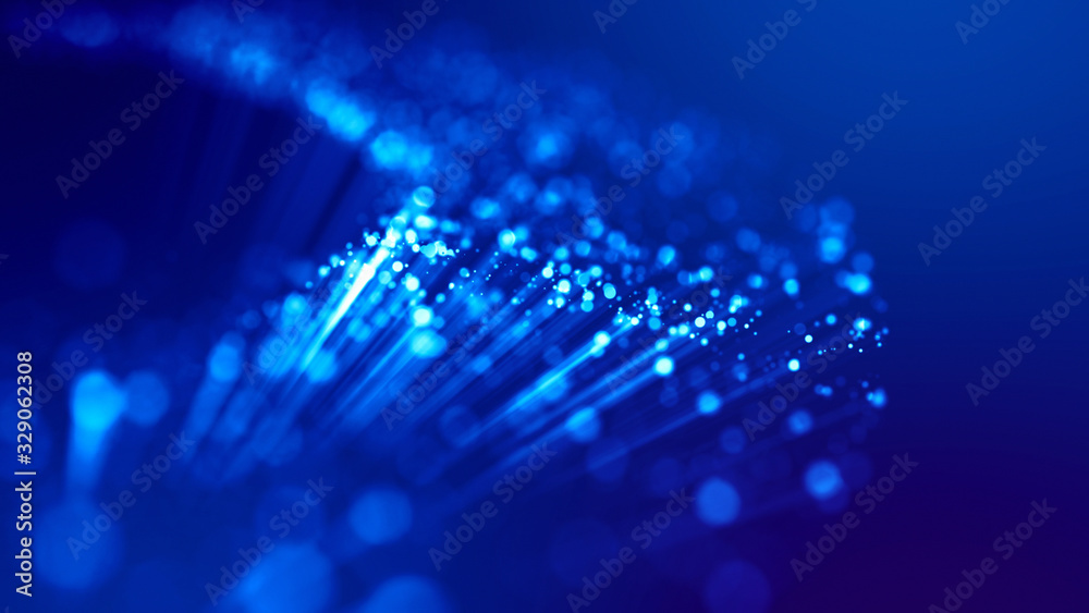 Blue light rays like laser show for bright festive presentation. 3d ...