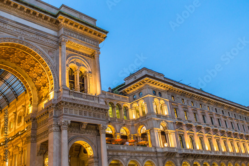 The building of classical architecture with evening illumination