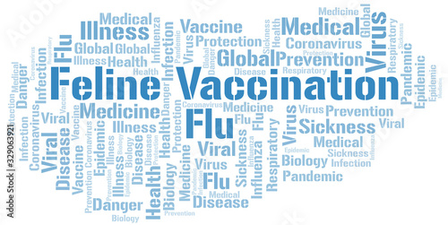 Feline vaccination word cloud on white background.