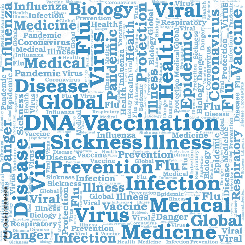 DNA vaccination word cloud on white background. DNA vaccination word cloud on white background.