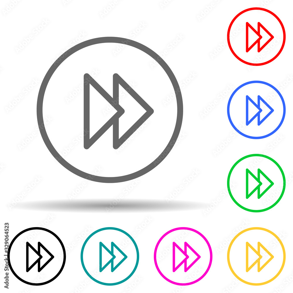 rewind mark in a circle multi color style icon. Simple thin line, outline vector of web icons for ui and ux, website or mobile application rewind mark in a circle multi color style icon. Simple thin line, outline vector of web icons for ui and ux, website or mobile application