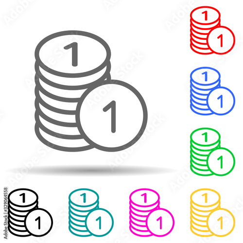 penny in a pile multi color style icon. Simple thin line, outline vector of web icons for ui and ux, website or mobile application