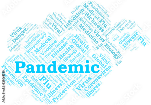 Pandemic word cloud on white background.