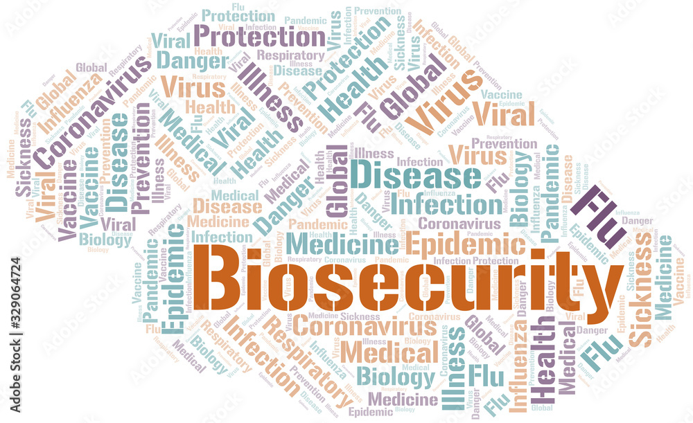 Biosecurity word cloud on white background. Biosecurity word cloud on white background.