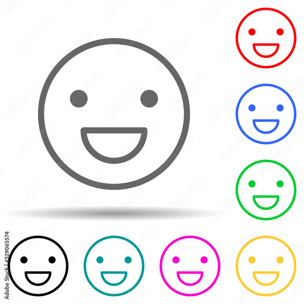 Fototapeta premium Ikona stylu multi kolor emocji uśmiech. Prosta cienka linia, wektor zarys ikon internetowych dla interfejsu użytkownika i ux, strony internetowej lub aplikacji mobilnej
