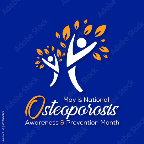 Vector illustration on the theme of National Osteoporosis Awareness and prevention month of May. Osteoporosis is a disease in which bone weakening increases the risk of a broken bone.