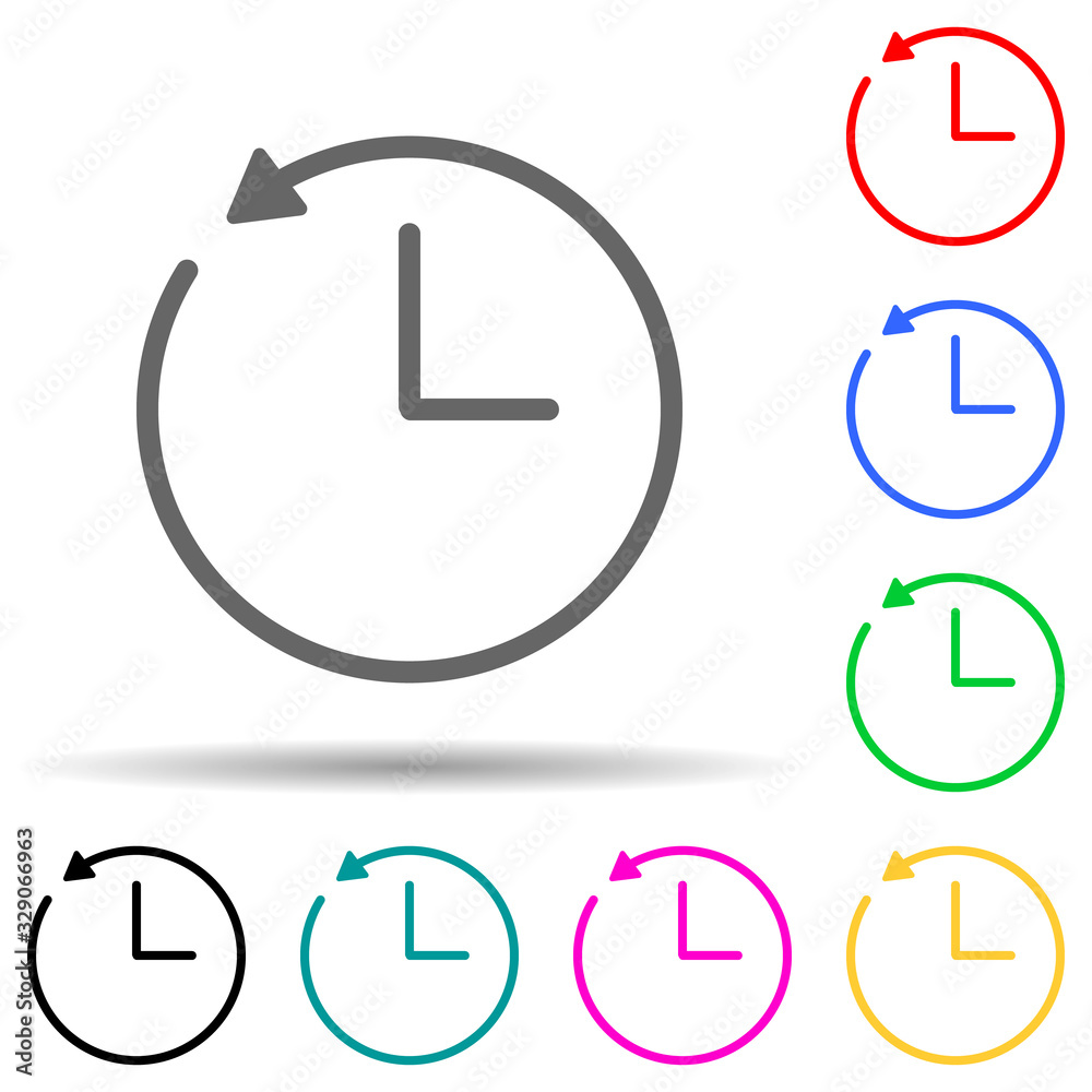 clock and circular arrow multi color style icon. Simple thin line, outline vector of web icons for ui and ux, website or mobile application clock and circular arrow multi color style icon. Simple thin line, outline vector of web icons for ui and ux, website or mobile application