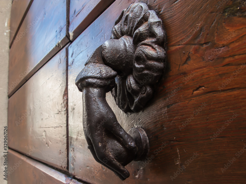 antique door knocker, Bergamo, Italy