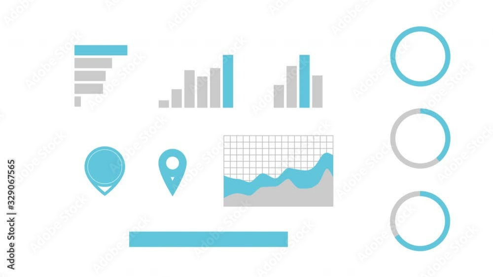 Set of blue infographics elements alfa-mask. Business design elements. Management
