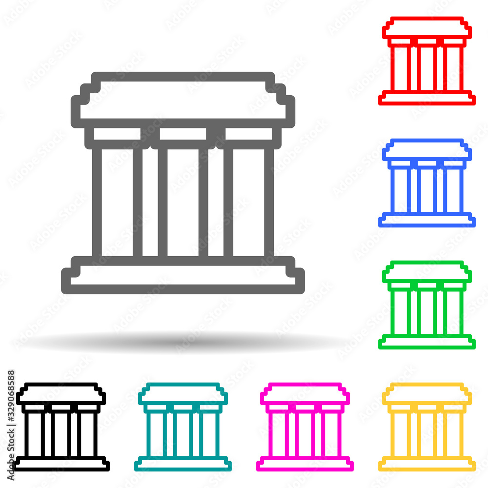 building with columns multi color style icon. Simple thin line, outline vector of web icons for ui and ux, website or mobile application