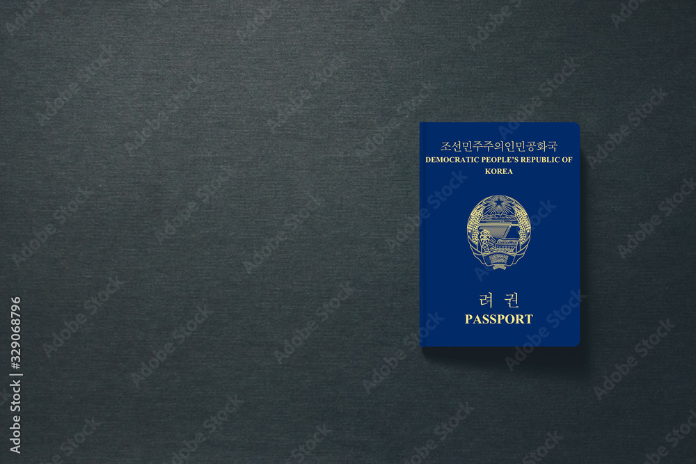 Obraz premium North Korea Passport on dark background with copy space - 3D Illustration