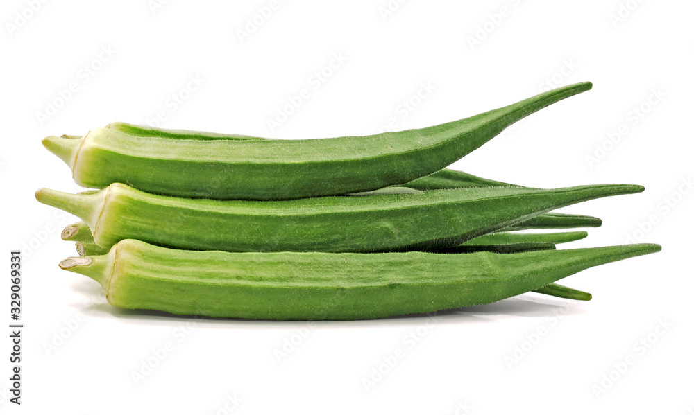 Fresh okra vegetable isolated on white background Fresh okra vegetable isolated on white background
