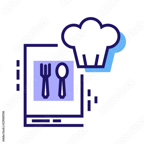 Cooking courses color line icon. Food masterclass. Culinary school, food workshop, chef kitchenware. Pictogram for web page, mobile app. UI UX GUI design element. Editable stroke