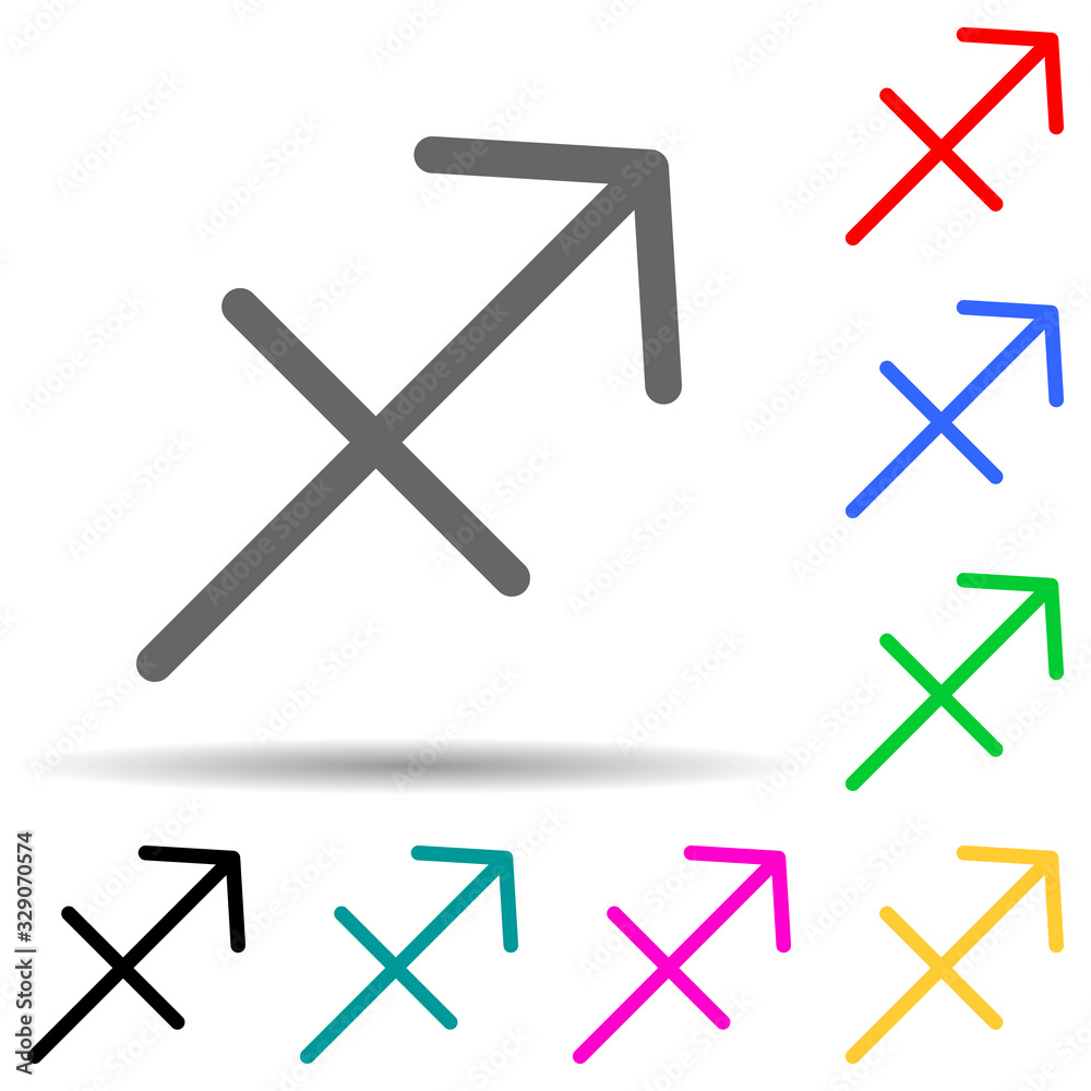Zodiac Sagittarius Jupiter multi color style icon. Simple thin line, outline vector of web icons for ui and ux, website or mobile application Zodiac Sagittarius Jupiter multi color style icon. Simple thin line, outline vector of web icons for ui and ux, website or mobile application