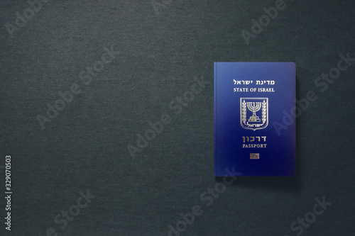 Israel Passport on dark background with copy space - 3D Illustration