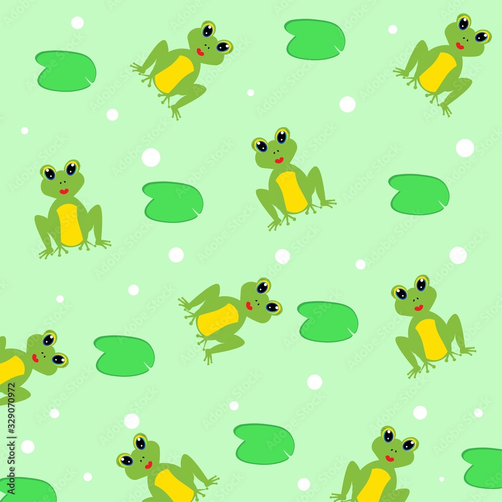 Obraz premium cute frog illustration pattern nursery decor