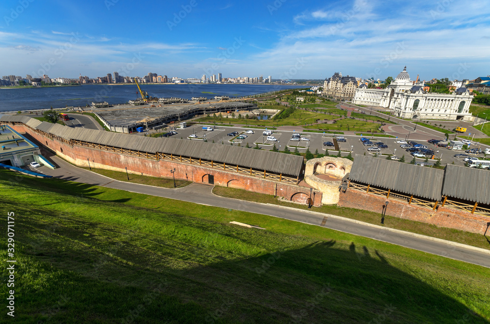 Elite low-rise housing, a panorama of the city of Kazan, the Palace Embankment in Kazan, Kazan, Russia, July 10, 2017