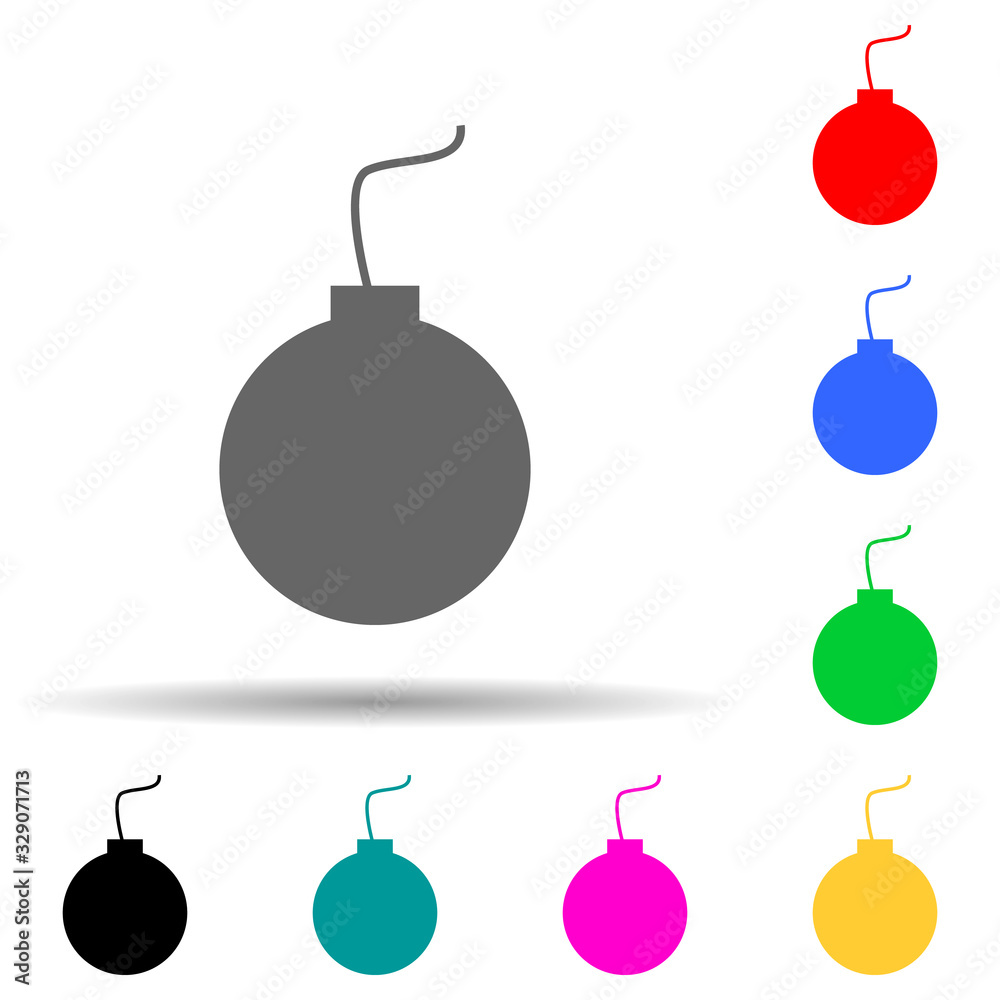 bomb multi color style icon. Simple thin line, outline vector of web icons for ui and ux, website or mobile application bomb multi color style icon. Simple thin line, outline vector of web icons for ui and ux, website or mobile application