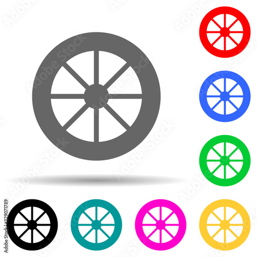 wheel multi color style icon. Simple thin line, outline vector of web icons for ui and ux, website or mobile application