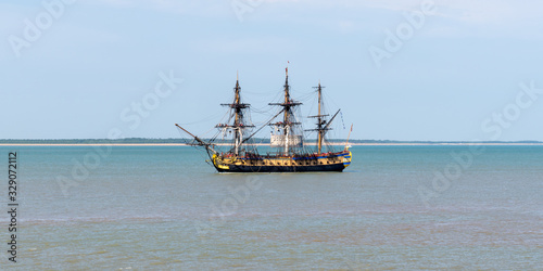 frigate Hermione Lafayette boat historical restoration in atlantic ocean front fort boyard photo