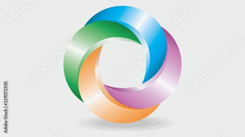 Vector illustration. Nice threedimensional symbol with four parts. 