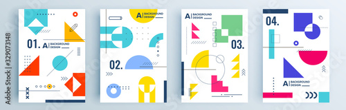 Modern abstract covers set, minimal covers design. Colorful geometric background, vector illustration.