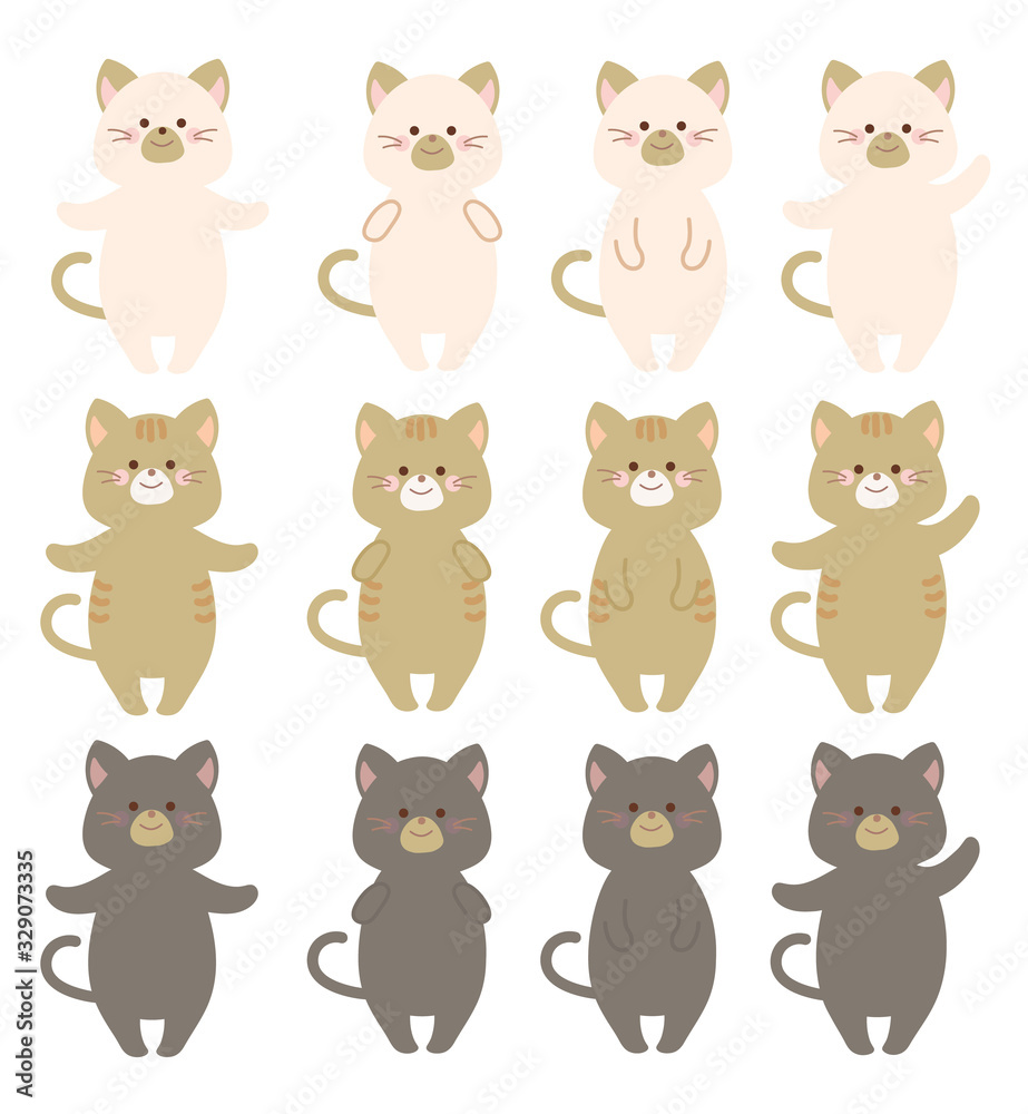 ネコのイラスト ポーズ違いセット ネコのイラスト ポーズ違いセット