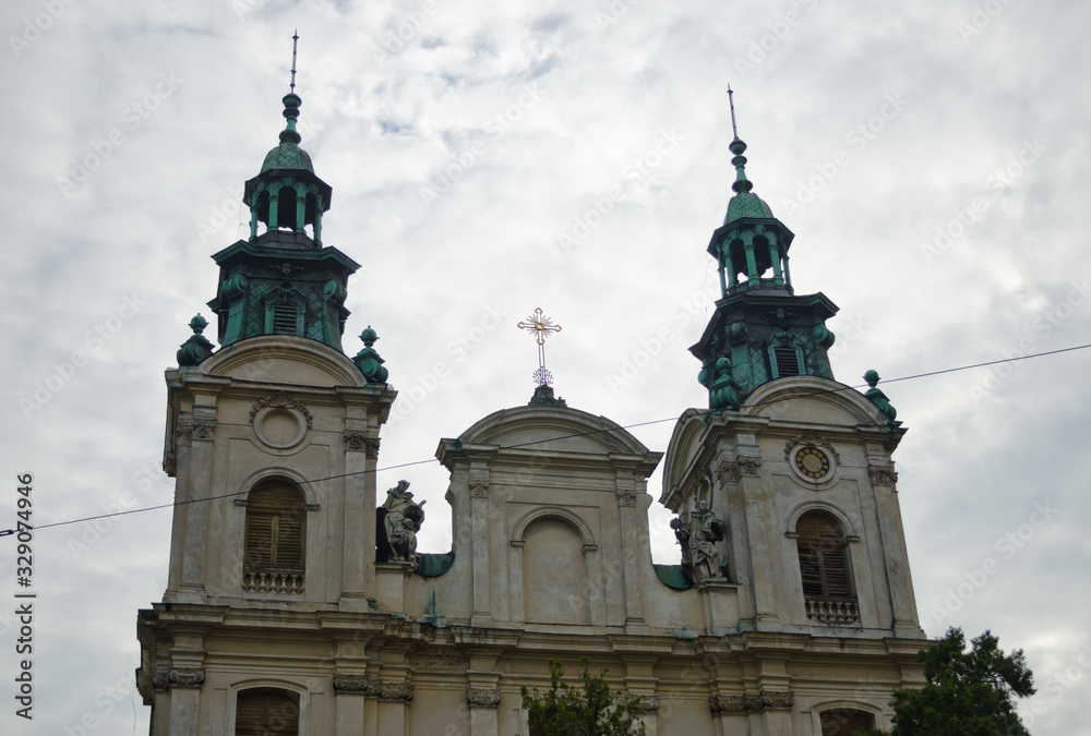 Catholic church and monastery of St. Mary Magdalene. Gothic medieval Europe. Lviv, Ukraine, July 18, 2017