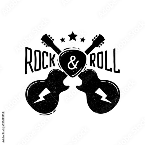Rock emblem. Retro label, badge. T-shirt print design