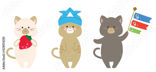 5月のネコのイラスト　子どもの日