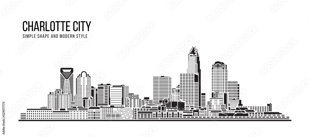 Cityscape Building Abstract Simple shape and modern style art Vector design - Charlotte city