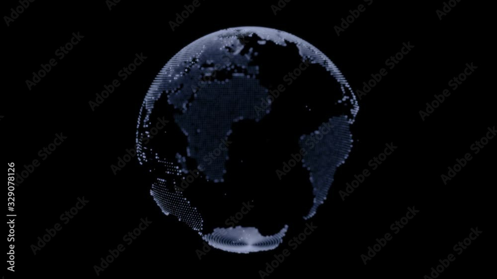 3D animation - Rotating loop grid planet earth isolated on black background