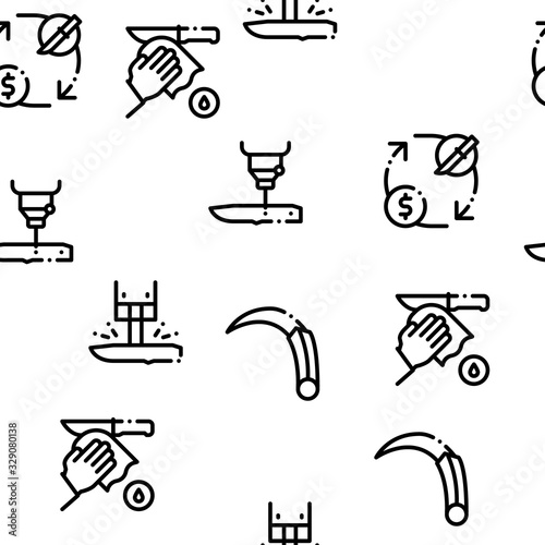 Knife Making Utensil Seamless Pattern Vector Thin Line. Illustrations