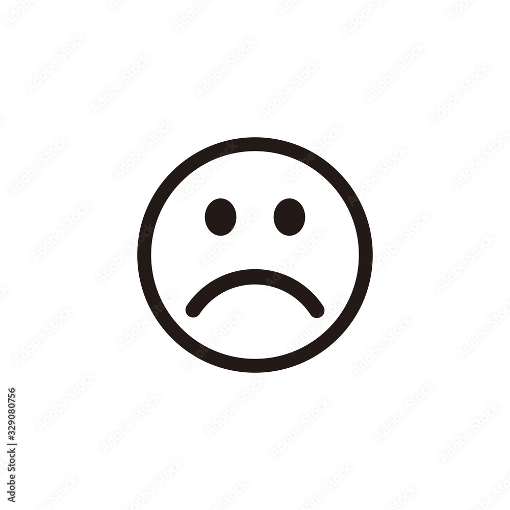 Fototapeta premium Simple sad face flat icon design vector