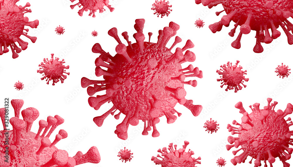 Fototapeta medical illustration group of Corona virus background , Covid-19 , 3D-rendering