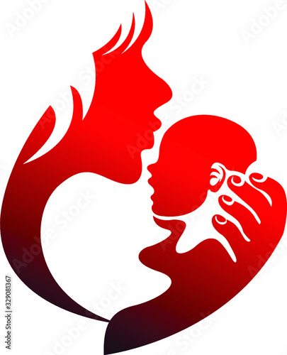 mother is kissing baby