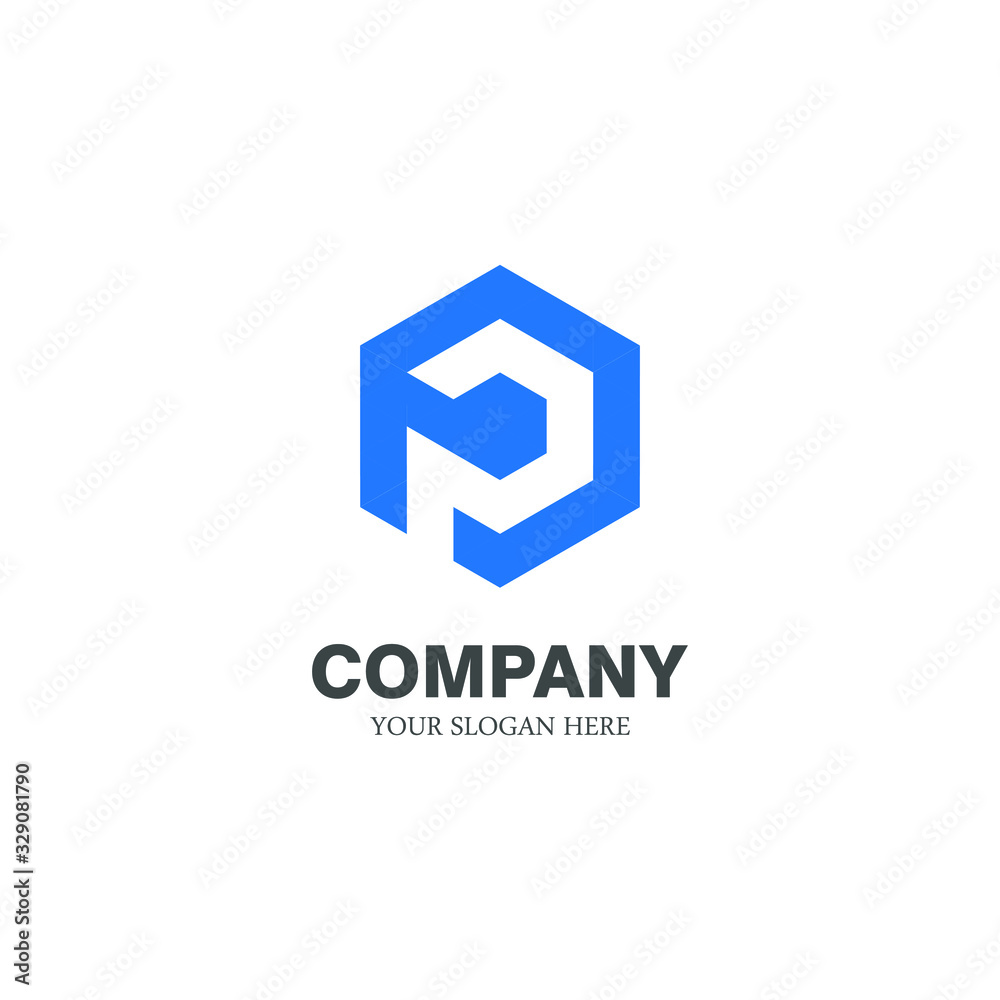 the letter logo P. with the shape of a hexagon.template modern.isolated white. business logos, for companies and graphic design. illustration vector the letter logo P. with the shape of a hexagon.template modern.isolated white. business logos, for companies and graphic design. illustration vector
