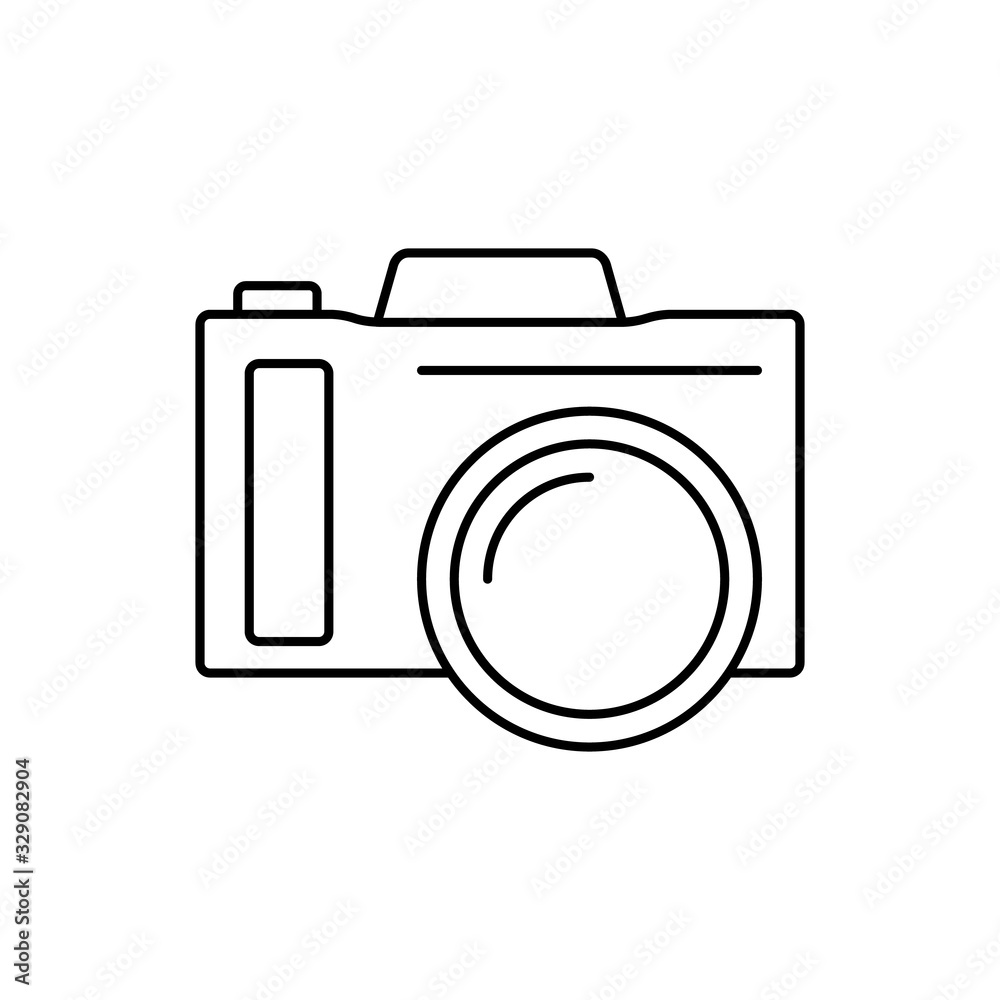 Camera front device icon. Simple line, outline vector elements of shooting equipment for ui and ux, website or mobile application