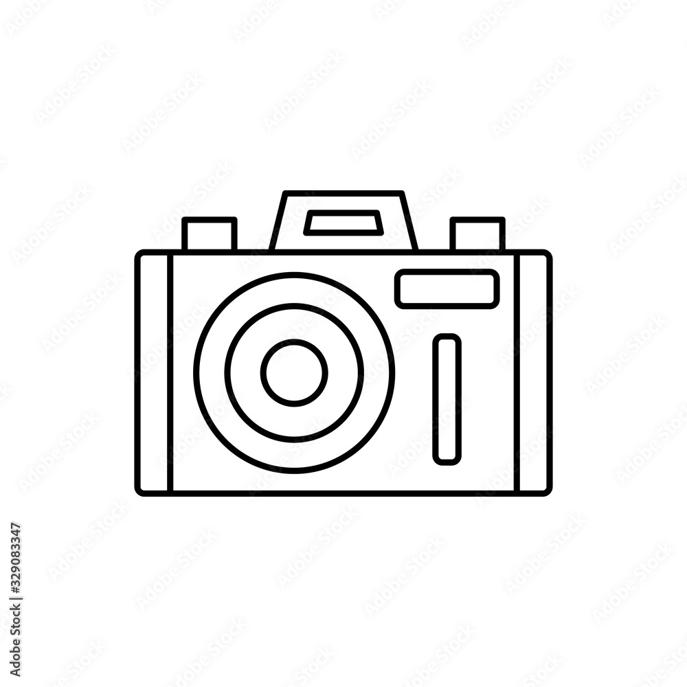 Camera front device icon. Simple line, outline vector elements of shooting equipment for ui and ux, website or mobile application Camera front device icon. Simple line, outline vector elements of shooting equipment for ui and ux, website or mobile application