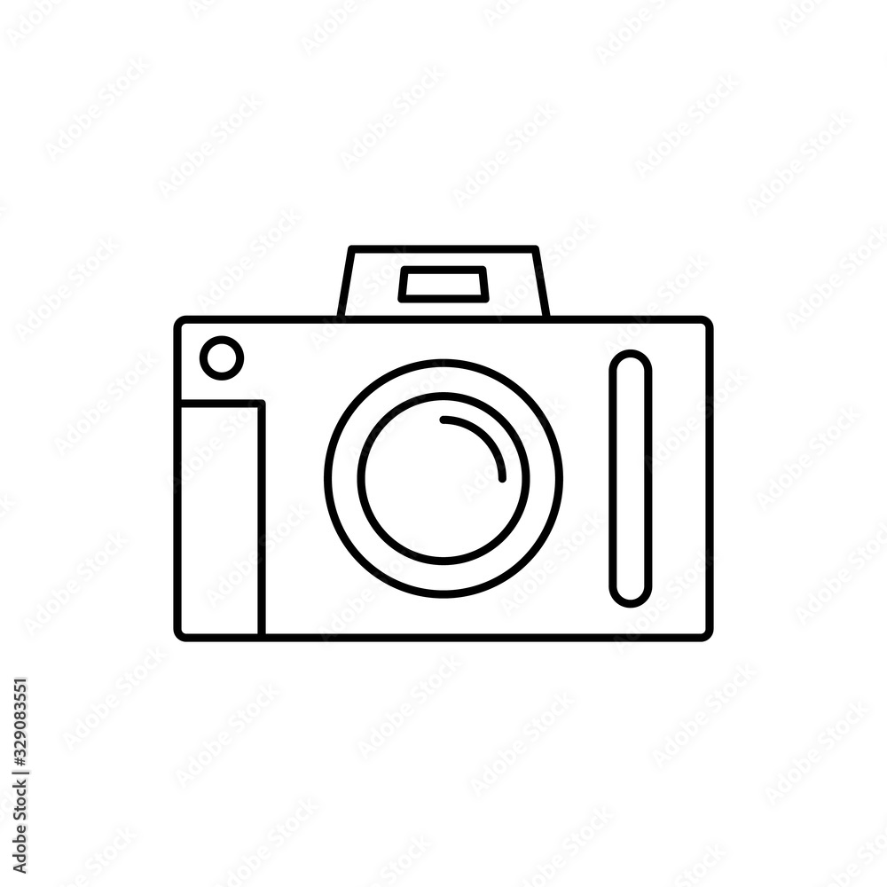 Camera front device icon. Simple line, outline vector elements of shooting equipment for ui and ux, website or mobile application Camera front device icon. Simple line, outline vector elements of shooting equipment for ui and ux, website or mobile application