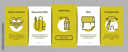 Tattoo Studio Tool Onboarding Mobile App Page Screen Vector. Tattoo Studio Machine And Razor Equipment, Chair And Case, Cream And Ink Bottles Concept Linear Pictograms. Color Contour Illustrations