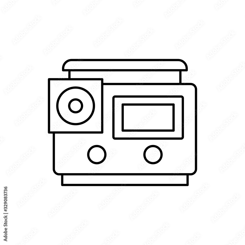 Action camera front device icon. Simple line, outline vector elements of shooting equipment for ui and ux, website or mobile application Action camera front device icon. Simple line, outline vector elements of shooting equipment for ui and ux, website or mobile application
