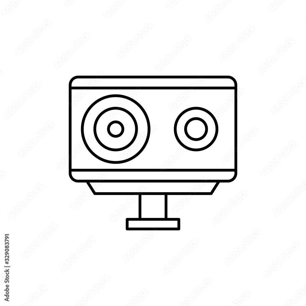 Action camera front device icon. Simple line, outline vector elements of shooting equipment for ui and ux, website or mobile application Action camera front device icon. Simple line, outline vector elements of shooting equipment for ui and ux, website or mobile application