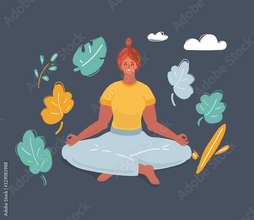 Woman meditating in pose of lotus