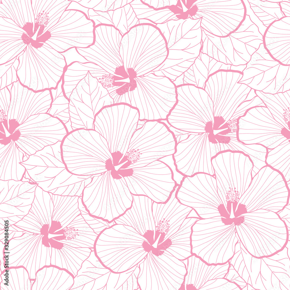 Seamless pattern of hibiscus flower texture