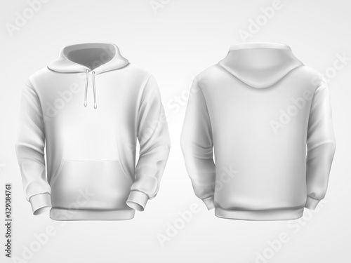 White hoodie sweatshirt, sportswear mockup