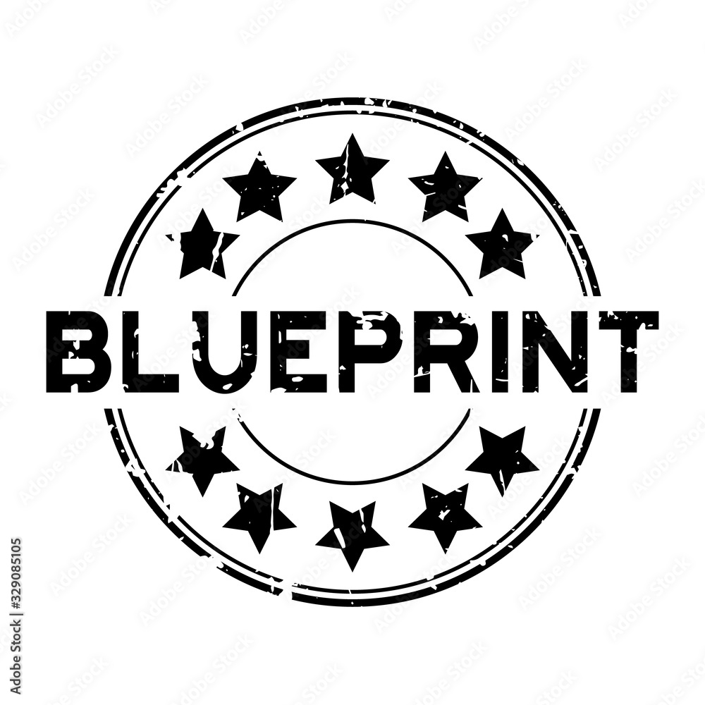Grunge black blueprint word round rubber seal stamp on white background Grunge black blueprint word round rubber seal stamp on white background