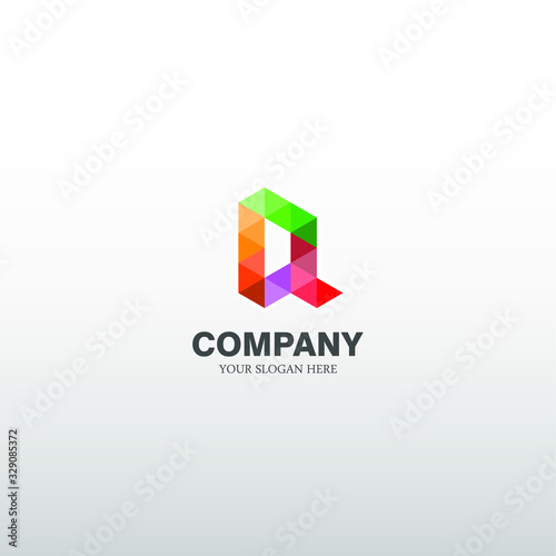 Free Download letter logo Q. with triangular art. modern template. colorful texture. isolated white. business logos for companies, digital ,technology and graphic design. - GFXLoad